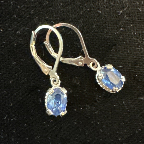 JTV Oval Blue Kyanite 925 Sterling Silver Dangle pierced Earrings DOCW019
