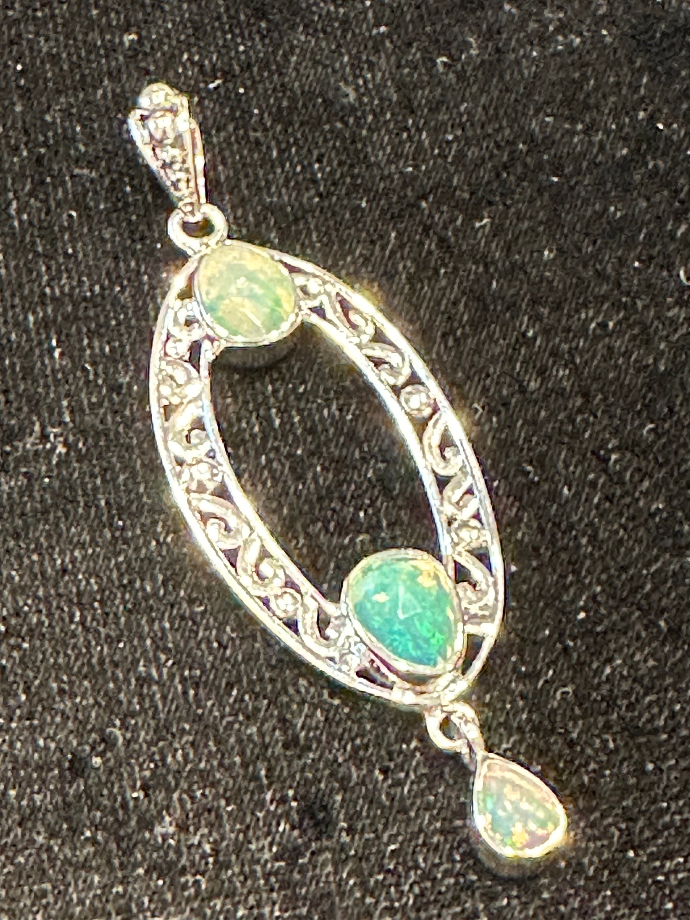JTV Faceted Natural Ethiopian Opal 925 Sterling Silver Pendant