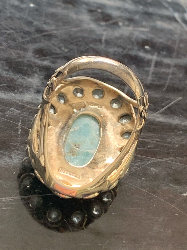 Sterling Silver Larimar and Blue Topaz Ring size 6.5