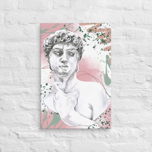 David Statue Wall Art – Abstract Renaissance Print, Michelangelo-Inspired Graffiti Art, Modern Classical Decor