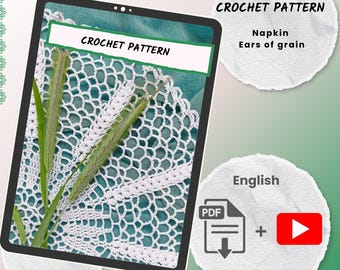 Wheat Motif Crochet Doily Pattern: 40cm Round Tutorial (PDF Pattern+Video)
