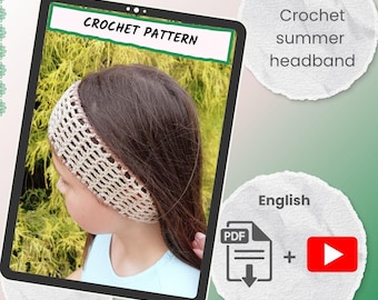 Padrão de faixa de cabeça de crochê: acessório de cabelo fácil para o verão (padrão em PDF + tutorial em vídeo)