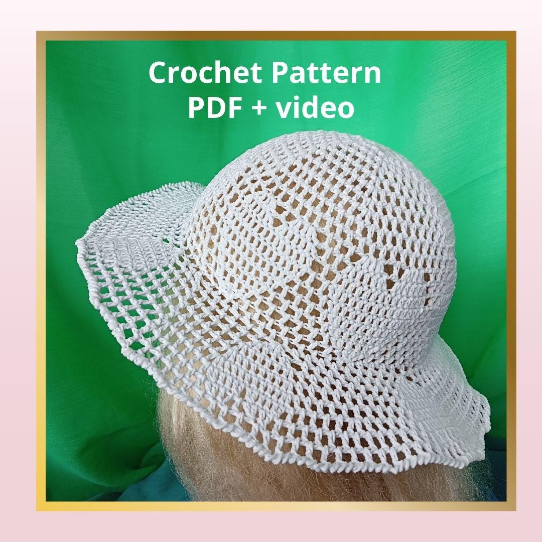 Heart Motif Lace Summer Hat Crochet Pattern