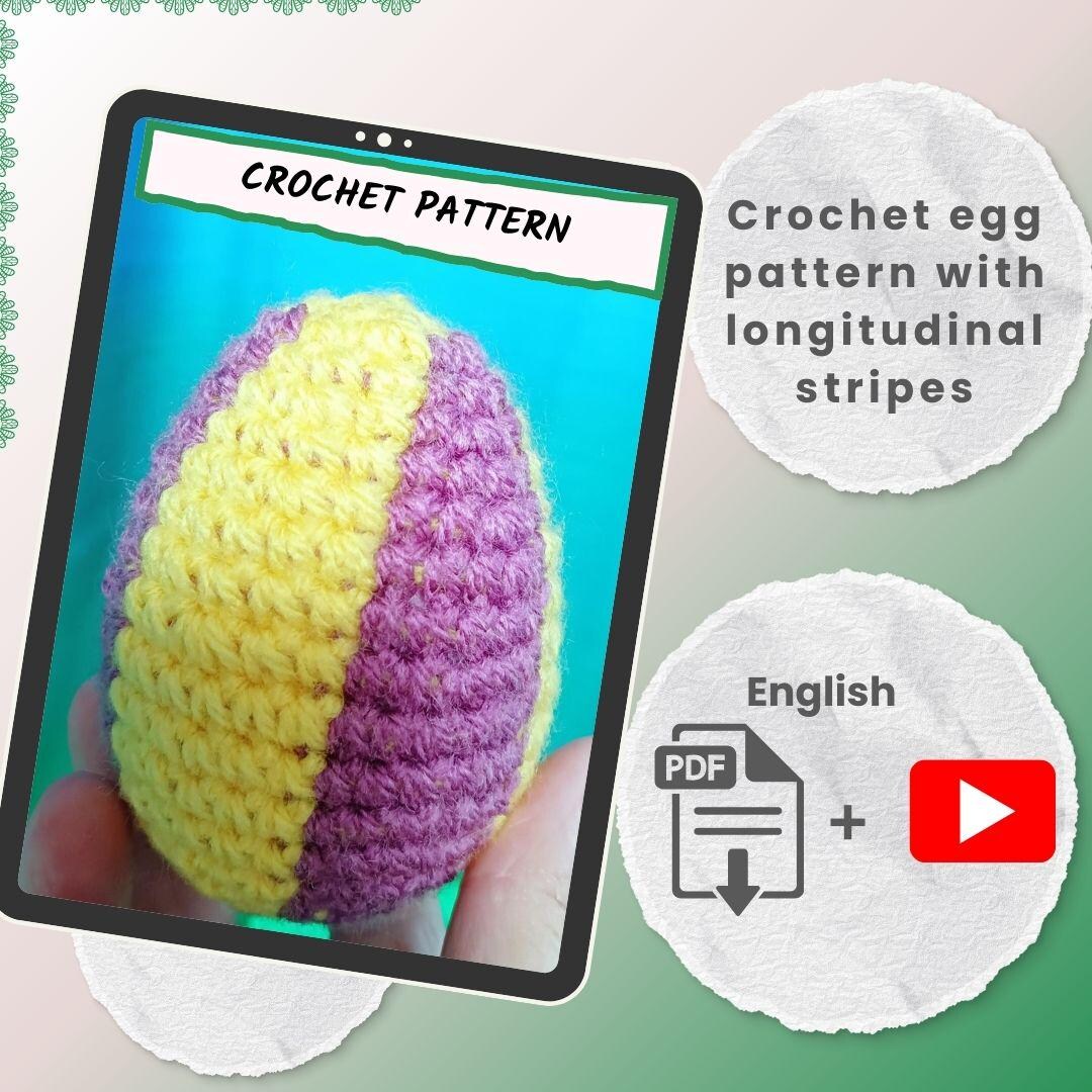 Striped Crochet Egg Pattern – PDF & Video Tutorial | Two-color Easter ...
