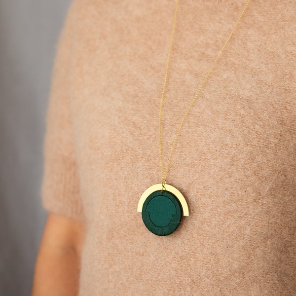 LUNA circle pendant in Forest
