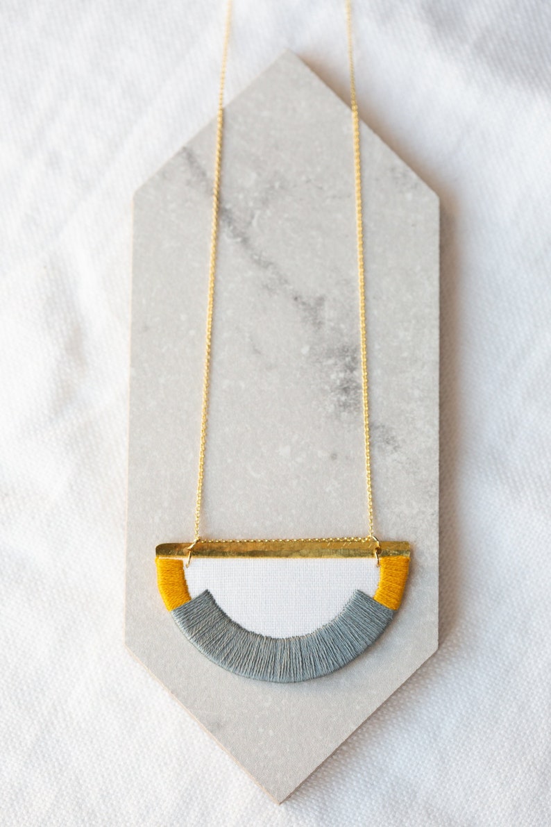 CRAVEN necklace in Steel and Mustard image 1