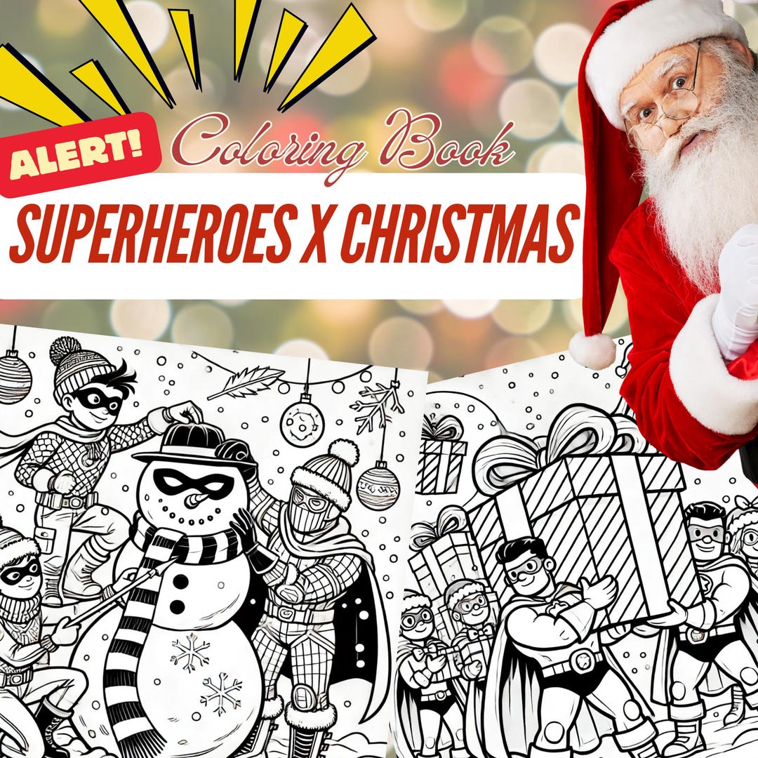 Superhero Christmas Coloring Book 15 Festive Pages for Digital Download Etsy UK