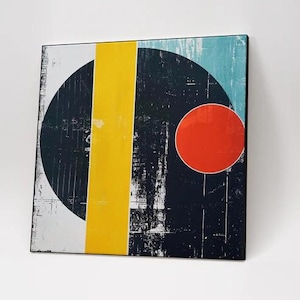 Große abstrakte geometrische Wandkunst, moderne minimalistische Leinwand mit kräftigen Formen, Retro Mid-Century Style Kunstdruck, buntes Wohnkultur Geschenk