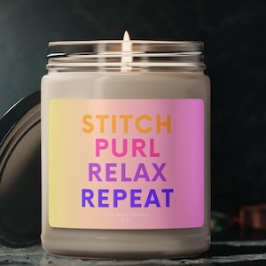 Unique Knitting Candle Gift for her, motivating self-care candle, yarn and wool Candle, soy wax candle gift for knitter, Crochet candle gift