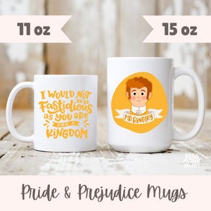 Pride and Prejudice Mug (USA) 11oz /15oz | Jane Austen Gift | Ceramic Coffee Mug with Mr. Bingley and Quote | Literary Gift for Book Lovers