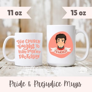 Pride and Prejudice Mug (UK/EU) 11oz /15oz | Jane Austen Gift | Coffee Mug with Mr. Wickham and Quote | Literary Gift for Book Lovers