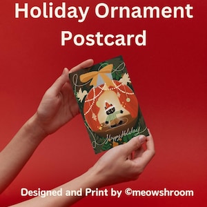 Feiertags-Verzierungspostkarte | Illustrierte Weihnachtskarte | Weihnachtskarten-Bundle | Geschenk für Familie | Ornament Weihnachtskarte | Künstler handgemachte Karte