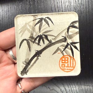 Bamboo Painting Magnets丨Handmade Brush Painting Fridge Magents丨Gifts for Graduation or Weddings丨Birthday Gift Ideas丨Handmade & Unique