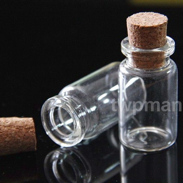 10 Clear Glass Bottles Vials with Corks 5ml