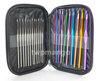 22pcs Multi Color Aluminum Crochet Needles Hooks Knitting Yarn Craft USA N209