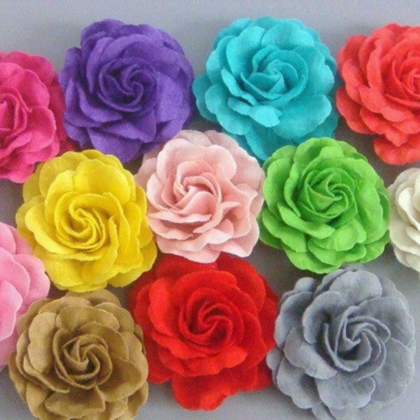 12 Large Handmade Pop Up Felt Flower Appliques... 3 inch...4 Layers...12 Colors...EA173