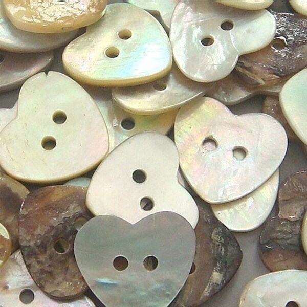 50(pcs) Heart Shaped Mother of Pearl Shell buttons EB53