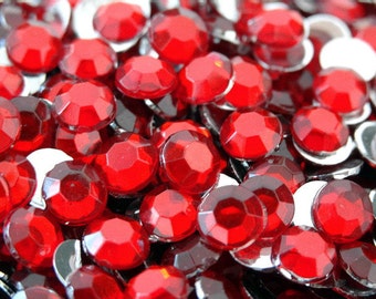 1000 5mm Acrylic Round Crystal Rhinestones Flat Back SS20 N70-12 Red