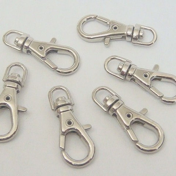 50 Mini Silver Metal Swivel Lobster Clasps Clips E49H