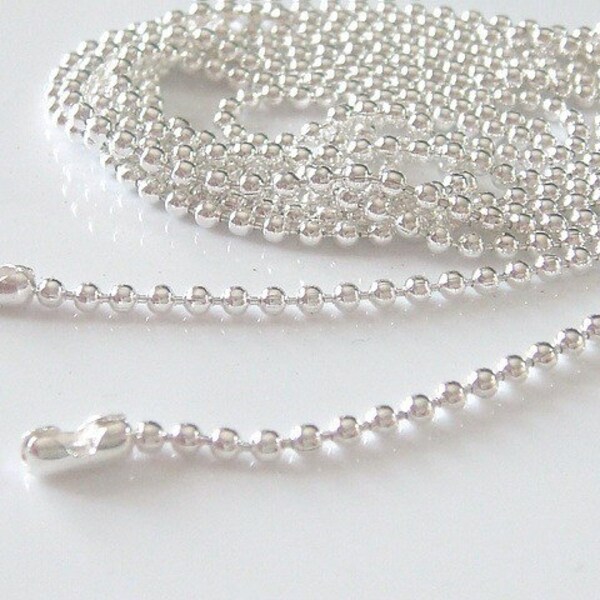 50pcs Shinny Silver Plated Ball Chains Necklace 18 inch.... 1.5mm....Great for Scrabble Tiles,Glass Tile Pendant,Bottle Caps and more.....M4