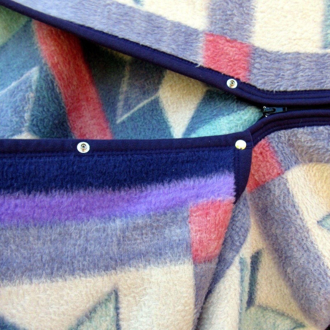 Biederlack Cuddle Wrap Blanket Zip Snap Wearable Throw Blue Etsy