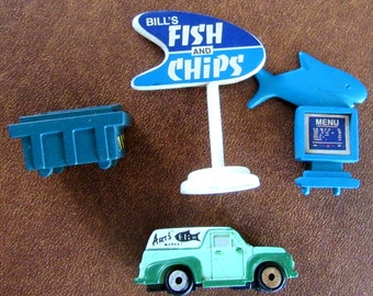 Vintage 1988 Galoob Lot of 4 Micro Machines Bills Fish And Chips Arts Van