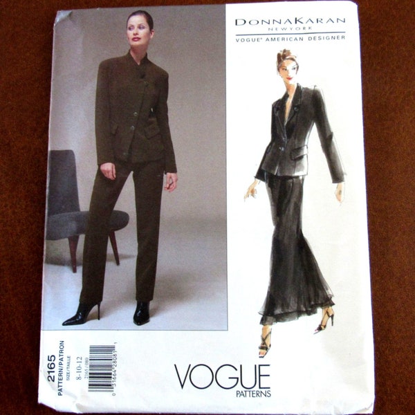 Vogue American Designer Donna Karan Pattern 2165 Jacket Skirt Pants Size 8 to 12