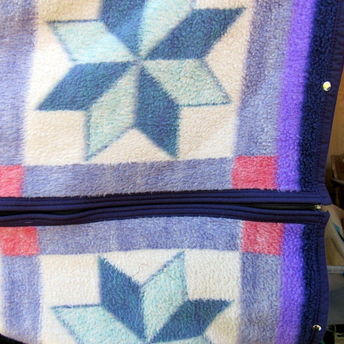 Biederlack Cuddle Wrap Blanket Zip Snap Wearable Throw Blue Etsy