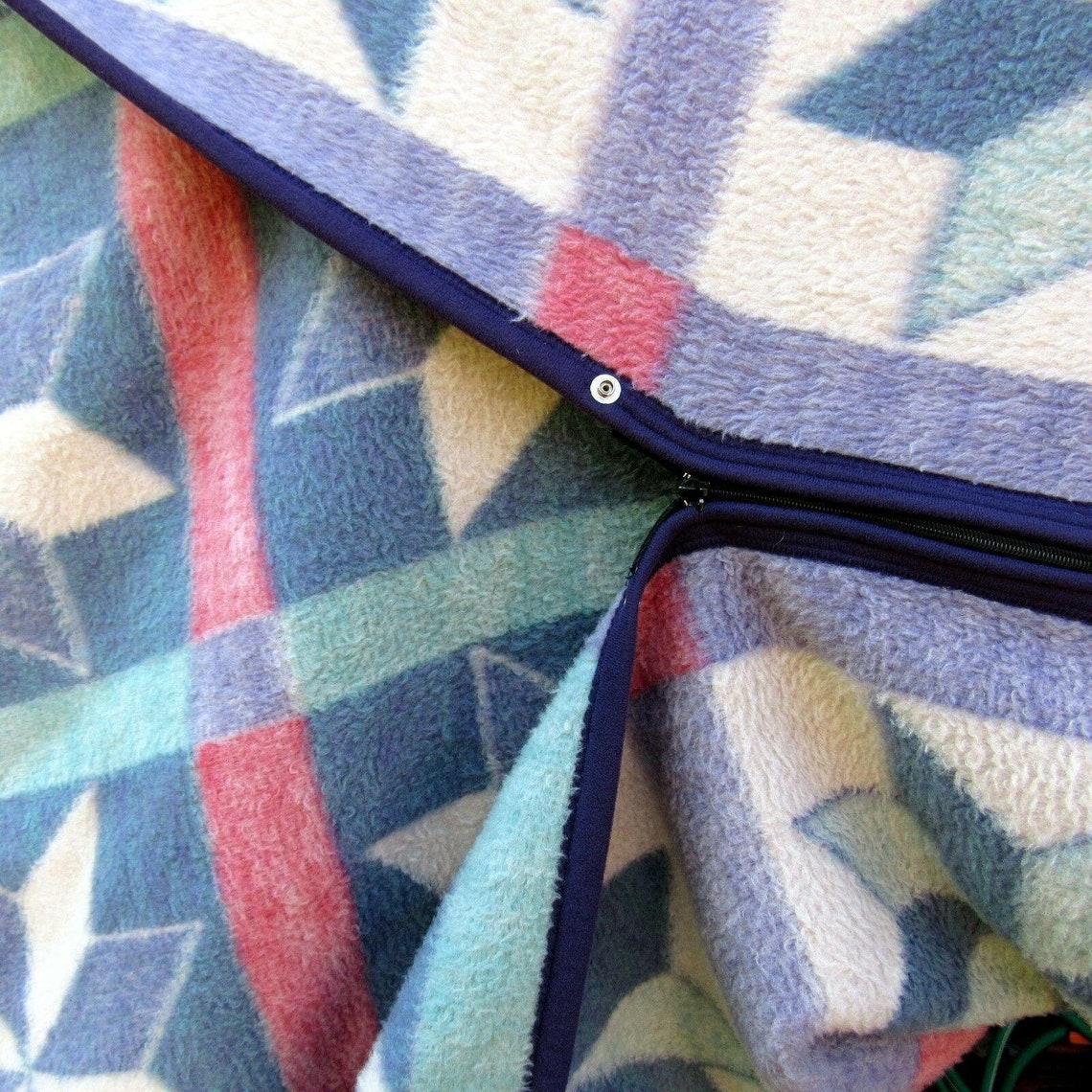 Biederlack Cuddle Wrap Blanket Zip Snap Wearable Throw Blue Etsy