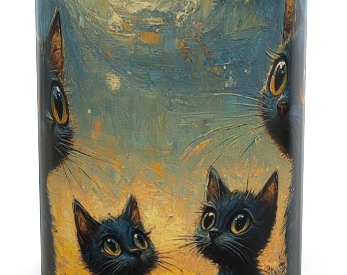 Featured listing image: Whimsical Black Cat Coffee Mug