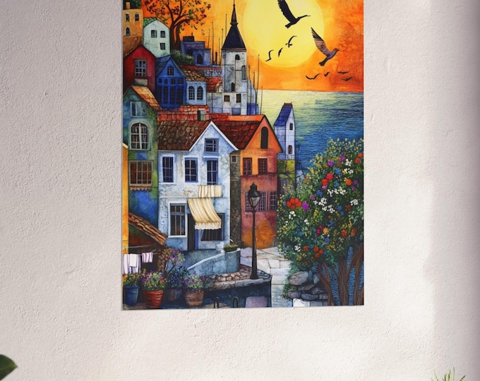 Featured listing image: Fine Art Poster-Colorful Seaside Village