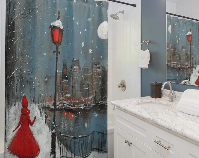 Featured listing image: Vintage winter shower curtain.