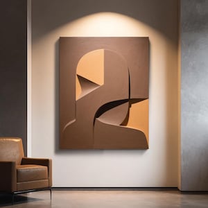 Abstract 3D Wood Wall Art – Modern Geometric Carved Panel – Minimalist Neutral Wooden Sculpture for Living Room, Bedroom or Office Decor