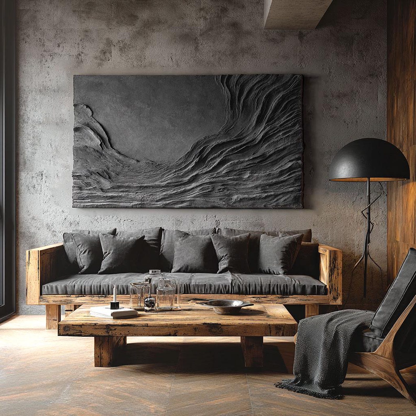 Photo inspiration: Fresh Look at 3D Abstract Wood Wall Art Handmade Black Textured Sculpture