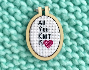 All You Knit Is Love Embroidery Ornament