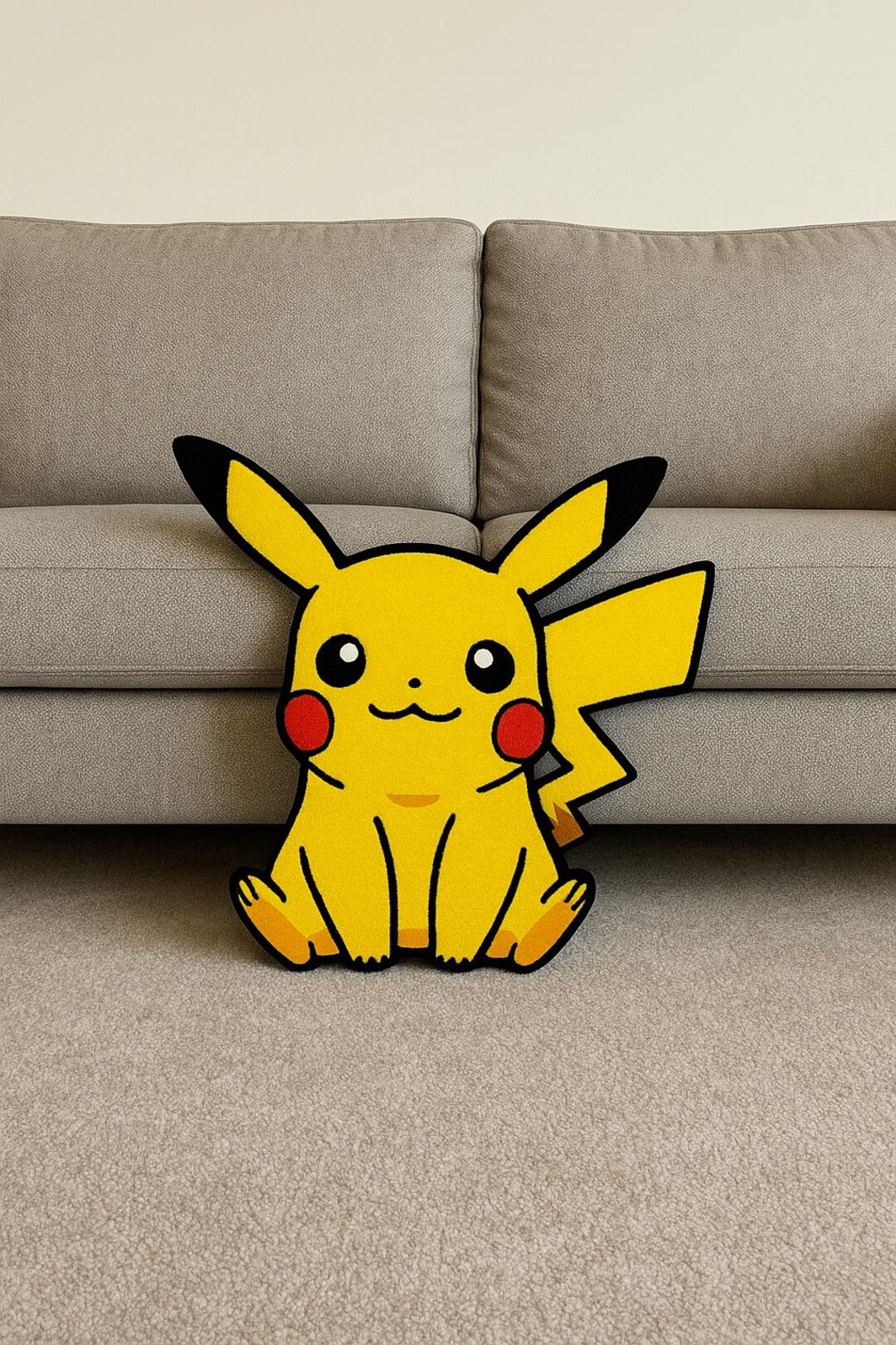 Pikachu Rug Crafting Pikachu Rug – Handmade Tufted Wool Cartoon Rug, Anime Decor - Etsy