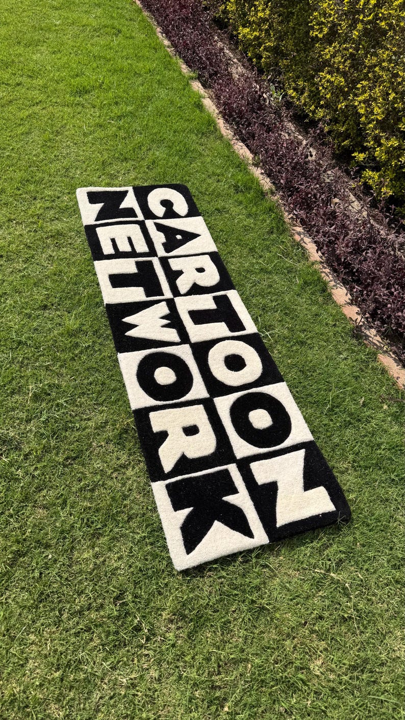 Cartoon Network Tufted Runner Rug | Black White Typography Hallway ...