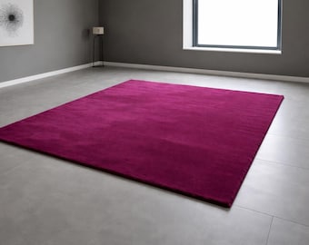 Hand Tufted Plush Magenta Area Rug, Modern Minimalist Floor Carpet