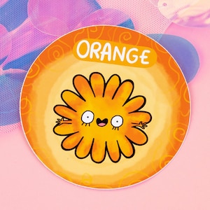 Chakreatures oranje sticker - Happiness Enchanters - illustratie door Katie Abey - chakra's - oranje kristallen - spiritueel - holistisch cadeau