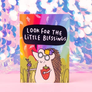 Carte postale hérisson Little Blessings - Enchanteurs de bonheur - Illustration par Katie Abey - Répandez la positivité - Amour de soi - Lueur - Spirituel