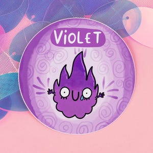 Violette chakra-sticker - Happiness Enchanters - illustratie door Katie Abey - chakra's - violette kristallen - spiritueel - holistisch cadeau