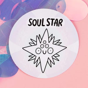 Chakreatures Soul Star Sticker - Happiness Enchanters - Illustratie door Katie Abey - Chakra's - Witte kristallen - Spiritueel - Holistisch cadeau