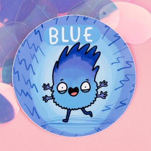 Blauwe sticker chakra - geluksbezweerders - illustratie door Katie Abey - chakra's - blauwe kristallen - spiritueel - holistisch cadeau