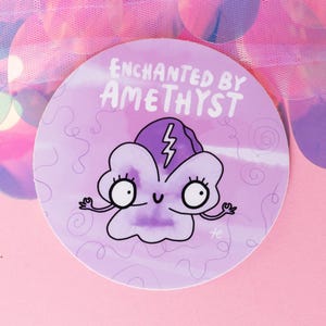 Vinylsticker amethist - Happiness Enchanters - Illustratie door Katie Abey - Kristallen - Amethist Crystal Art - Heksencadeau - Spiritueel