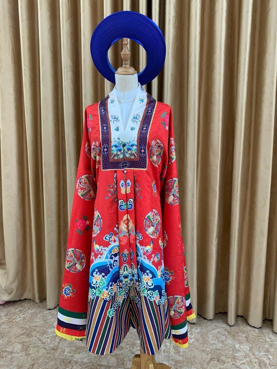 Red Nhat Binh Set Ao Dai for Women, Ao Tac for Men