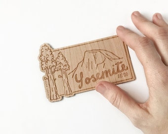 Yosemite Sticker. National Park Decal. Eco-Friendly Cherry Wood.