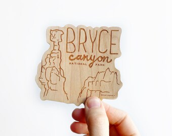 Bryce Canyon Sticker. Wood National Park Decal. Thor's Hammer Sustainable Sticker. Eco-Friendly Cherry Wood.