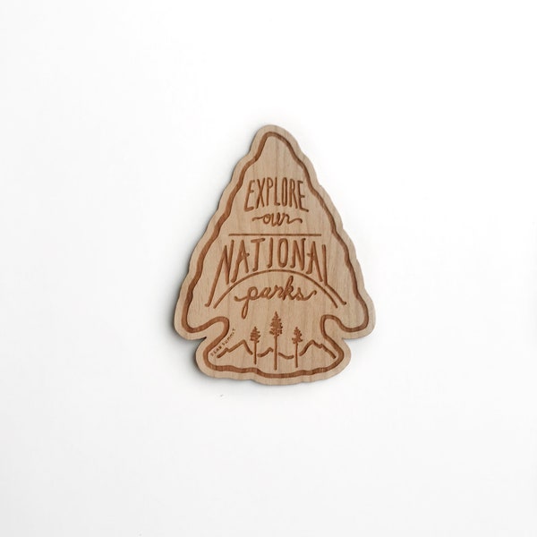 Explore Our National Parks - Wood Sticker. Real Wooden Decal. Eco-Friendly.