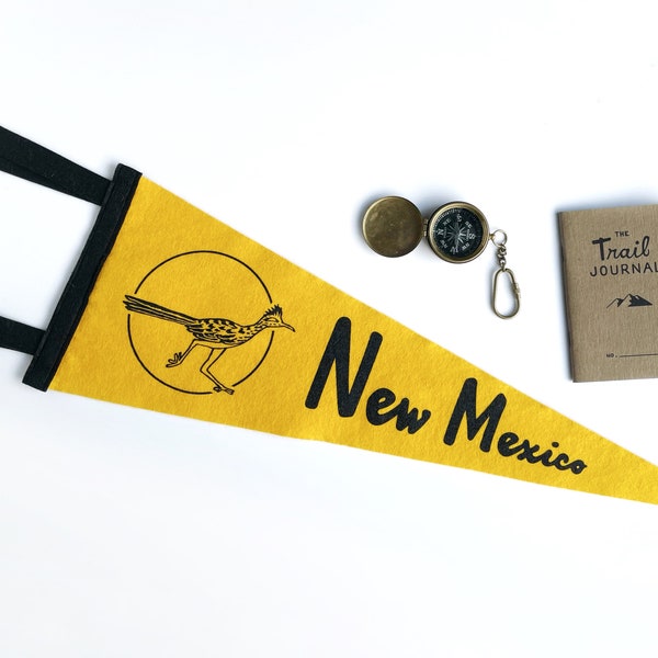 New Mexico Pennant - Roadrunner. Vintage Style State Bird Pennant in Wool Felt.