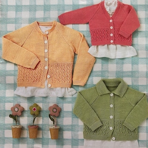 Classic 1990s Baby Cardigan Knitting Pattern - 3 Designs